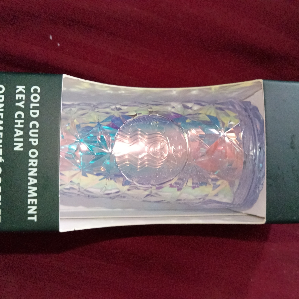 Starbucks Iridescent Holographic Cold Cup Ornament - Clear/Purple/Blue